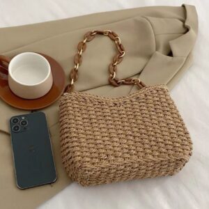 StrawLuxe Woven Shoulder Bag