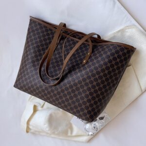 Monogram Luxe Tote Bag – Dark Brown